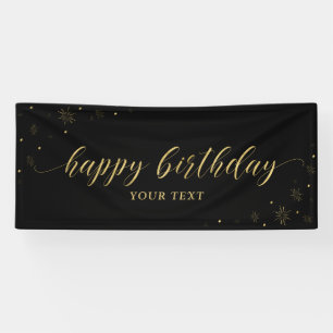 Gold & Black   Pancarta de cumpleaños con brillo