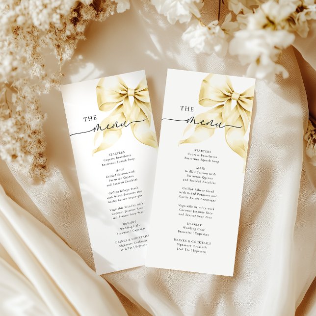 Gold Bow Bridal Shower Menu Card (Subido por el creador)