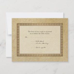 Gold Brocade Damask Floral Formal Elegante RSVP