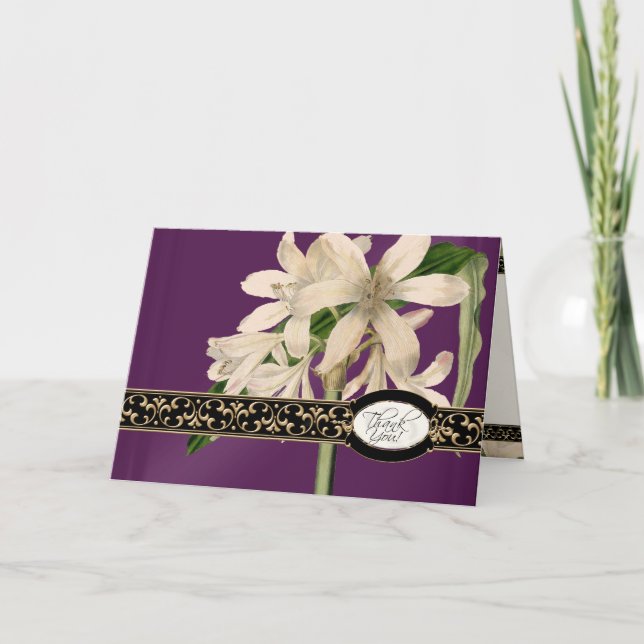 Gold Brocade Floral Formal Elegant Gracias Notas (Anverso)