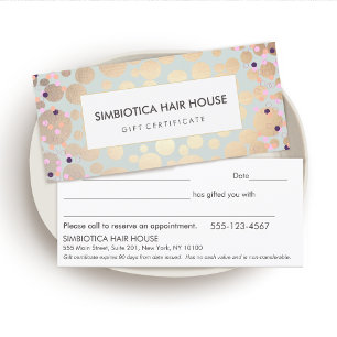 Gold Circles Confetti Salon Spa Certificado de reg