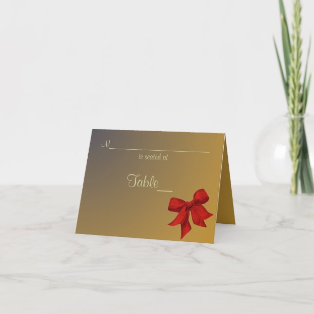 Gold con tarjeta de plaza Personalizado Red Bow (Anverso)