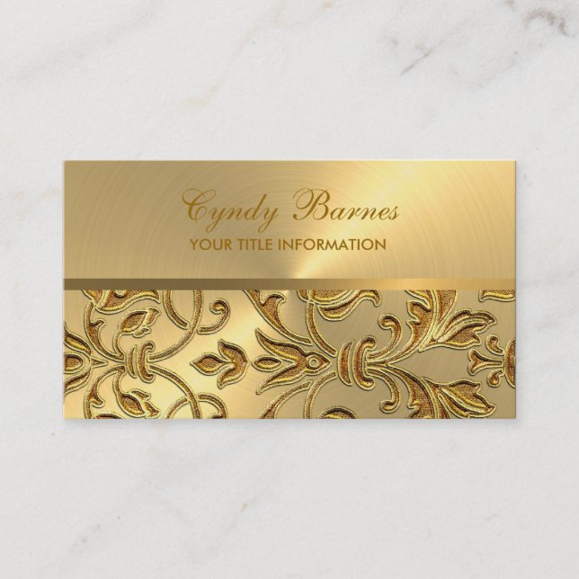 Gold con tarjeta de visita Gold Damask (Anverso)