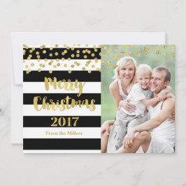 Gold Confetti Black Stripes Feliz Navidad 2017