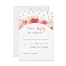 Gold Confetti Floral acuarela Rubor Pink RSVP