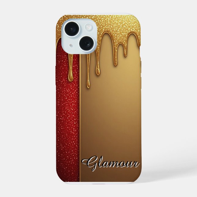 Gold Dripping Glitter Red Glam Holiday Gift (Reverso )