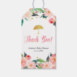 Gold Floral April Shower Gracias Etiqueta