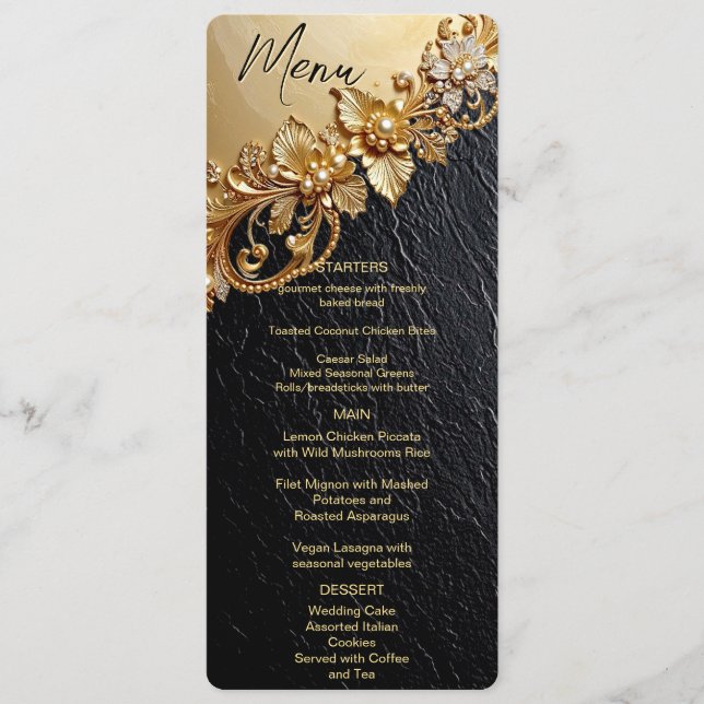 Gold Floral Embellishments Menu (Anverso)