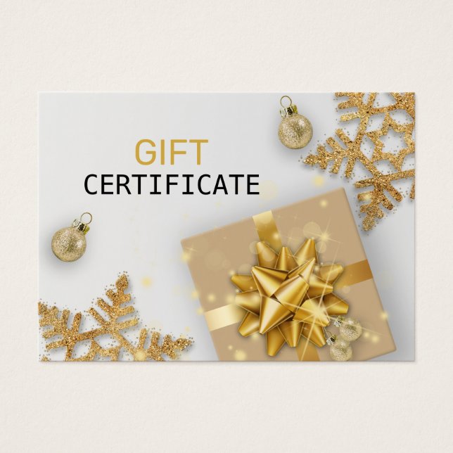 Gold Gift Christmas Ball Gold Snowflakes Gift Card (Frente)