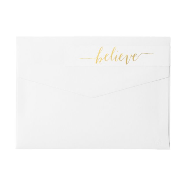 Gold Glam Belibe Holiday Photo Return Address (Reverso)