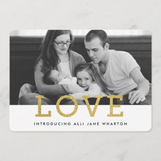 Gold Glam Love | Anuncio de nacimiento de foto mod