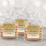 Gold Glam Purpurina Sweet 16 Favor Etiqueta<br><div class="desc">Esta etiqueta de moda,  oscura y purpurina,  presenta un falso purpurina y un nombre de guión. Agregue el texto de su personalizado mediante el formulario de plantilla. Hay opciones adicionales para texto y diseño disponibles si elige "personalizar más adelante" en la parte inferior del formulario de plantilla.</div>
