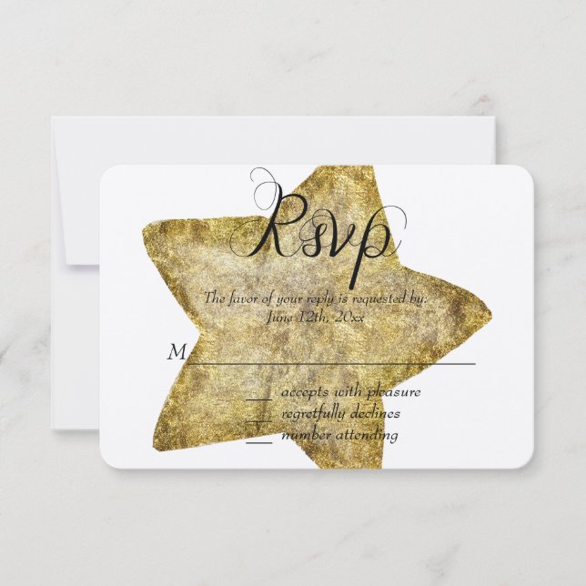 Gold Glam Star RSVP (Anverso)