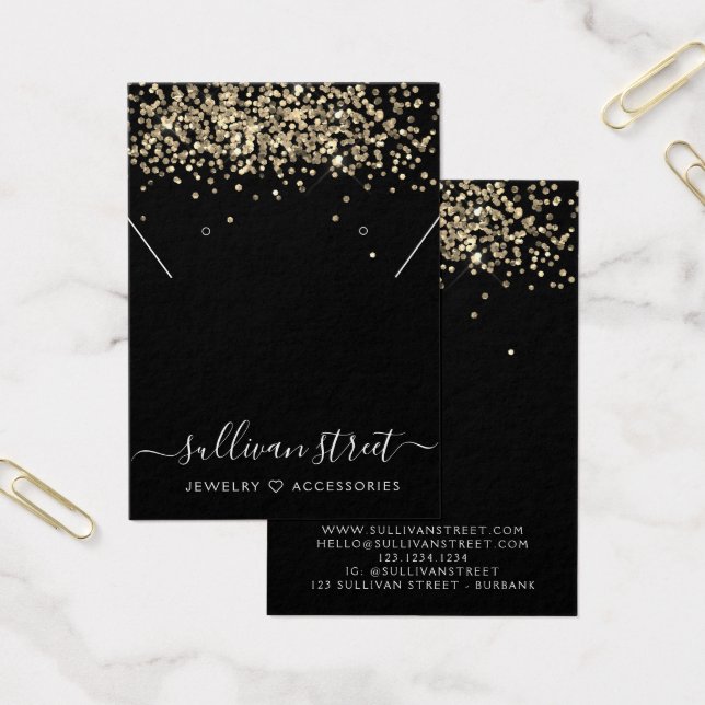 Gold Glitter Earrings Necklace Display Card (Oficina)