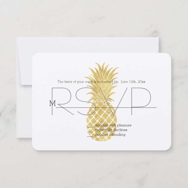 Gold Glitzy Pineapples RSVP (Anverso)