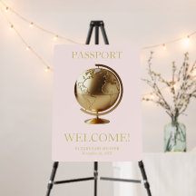Gold Globe Passport Travel Baby Shower
