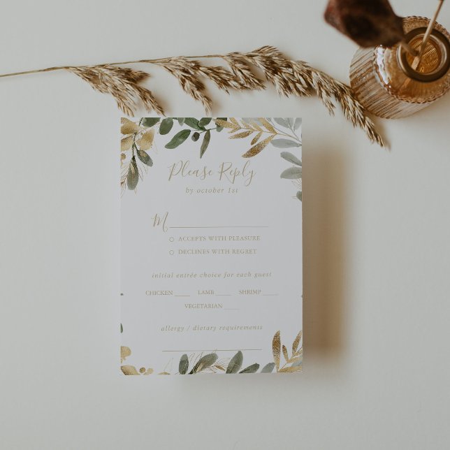 Gold Greeneration Fall Wedding Menu Choice RSVP (Subido por el creador)