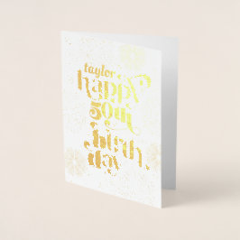 Gold Happy 50th Birthday con tarjeta de saludo de 