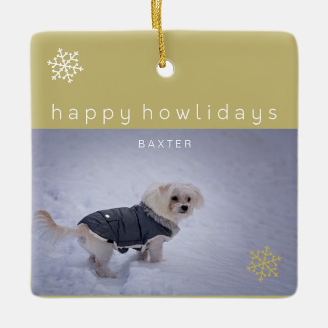 Gold Happy Howlidays agrega tu ornamento Mascota d (Anverso)