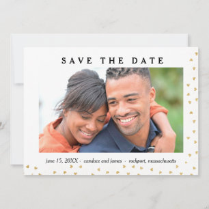 Gold Heart Photo Save the Date Card