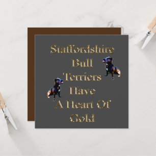 Gold Heart Staffordshire Bull Terriers, tarjeta pl
