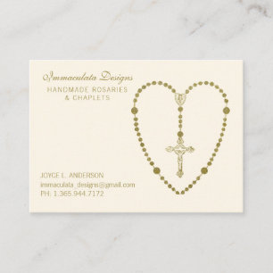 Gold Holy Rosary Crucifix Tarjeta de Negocio Relig