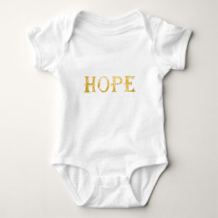 Gold Hope Text Baby Jersey Bodysuit, Blanco