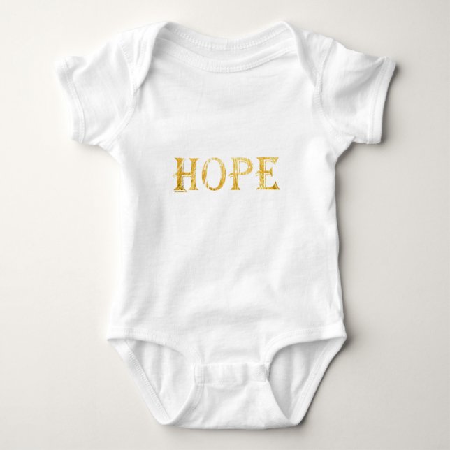 Gold Hope Text Baby Jersey Bodysuit, Blanco (Anverso)