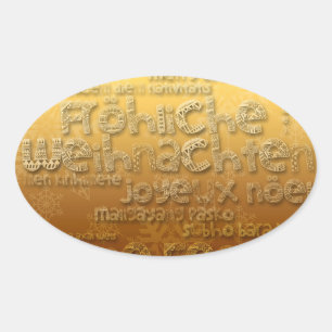 Gold International Weihnachten Navidad O Pegatina