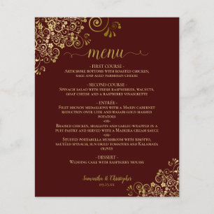 Gold Lace en Auburn Brown Budget Boda Menu