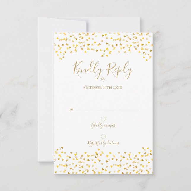 Gold Love Hearts Confetti Signature RSVP (Anverso)