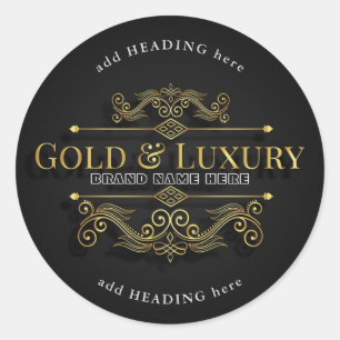 Gold & Luxury Brand Name Round Pegatina