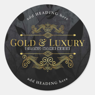 Gold & Luxury Brand Name Round Pegatina