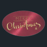 Gold Merry Christmas Red Pegatina Grabado en relie<br><div class="desc">Artículos con temática navideña diseñados por Umua. Impreso y enviado por Zazzle o sus afiliados.</div>