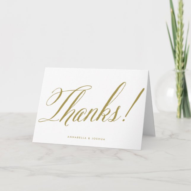 Gold Mr. & Mrs. Elegante Tarjeta de agradecimiento (Anverso)
