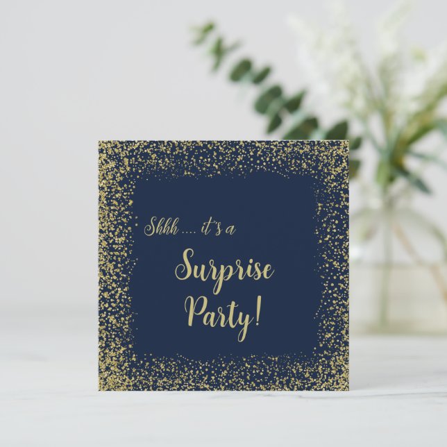 Gold & Navy | Invitación de cumpleaños sorpresa 18 (Anverso de pie)
