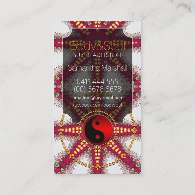 Gold+Red en tarjetas de negocios YinYang de la Nue (Reverso)