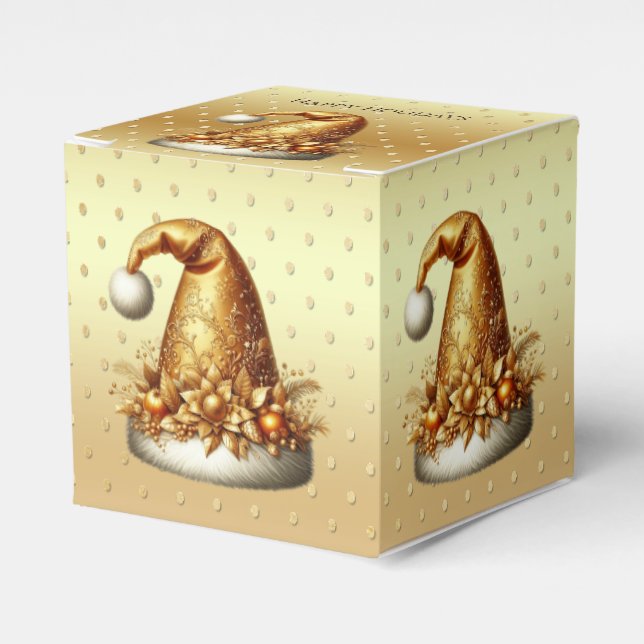 Gold Santa Hat Navidades Caja de Regalo de vacacio (Costado Anverso)