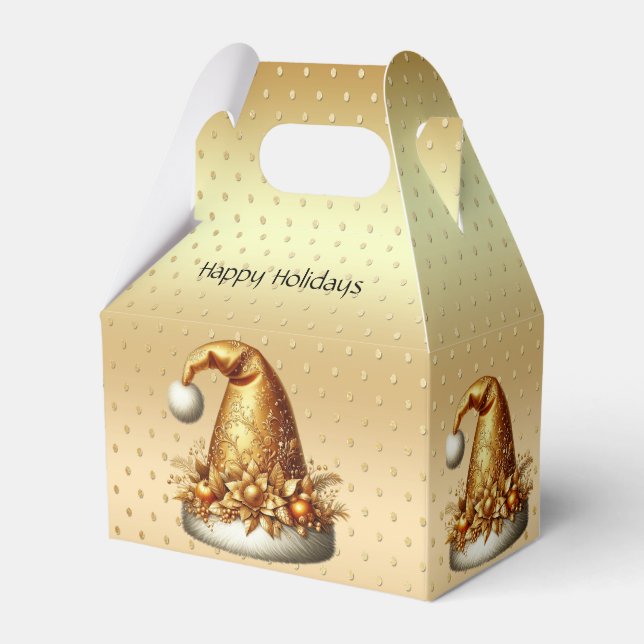 Gold Santa Hat Navidades Caja de Regalo de vacacio (Front Side)