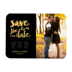 Gold Save Our Date Guardar el imán de fecha