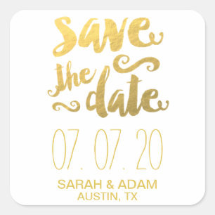 Gold Save Our Date   Guardar el Pegatina de fechas