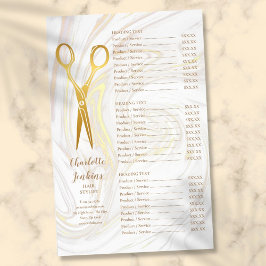 Gold Scissors Hair Stylist Marble Service Menú