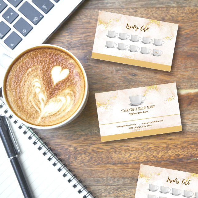 Gold Stain Cafe Coffee Shop Recompensa Tarjeta de  (Subido por el creador)