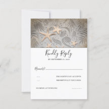 Gold Starfish Beach Wedding RSVP