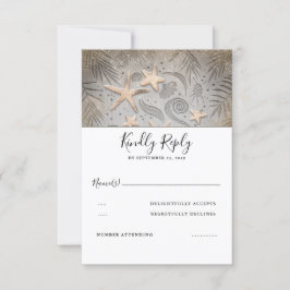 Gold Starfish Beach Wedding RSVP