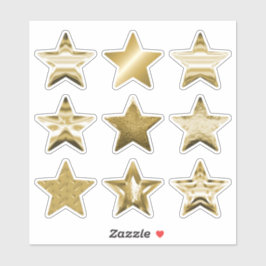 Gold Stars Faux Metallic Set de 9 Pegatinas