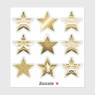 Gold Stars Faux Metallic Set de 9 Pegatinas