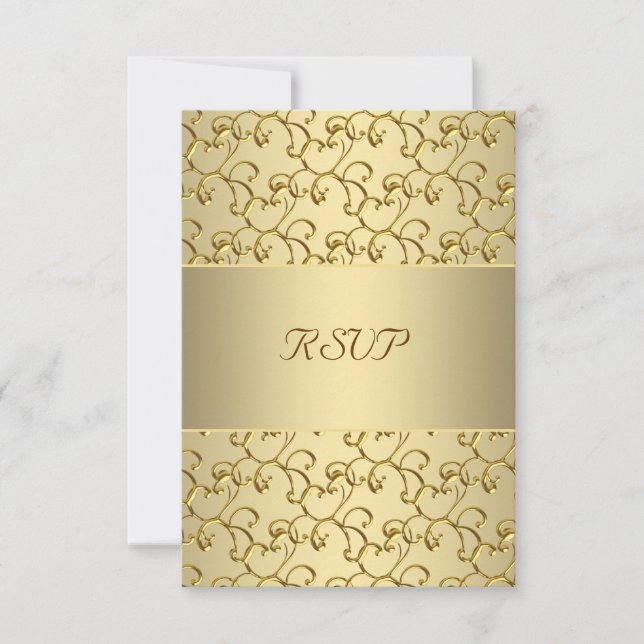 Gold Swirls Gold 50 Aniversario del Boda RSVP (Anverso)