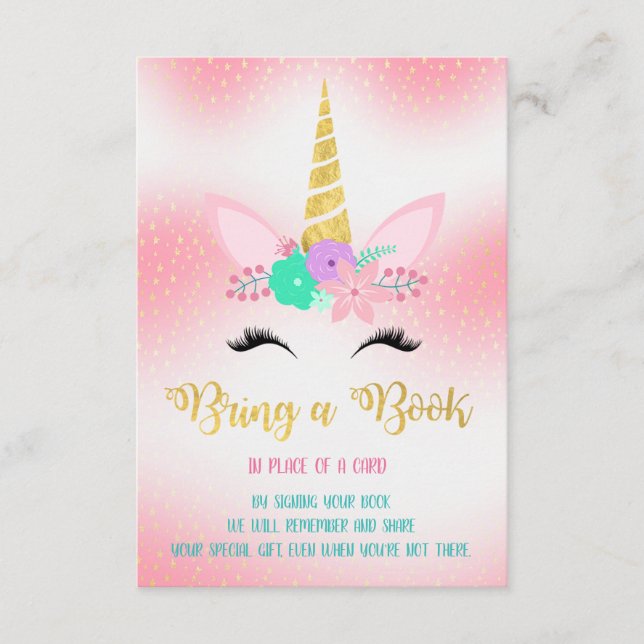 Gold Unicorn Floral trae una tarjeta de inserción  (Anverso)