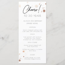 Gold Watercolor cualquier año Tarjeta de menú de f